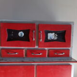 Red and white wooden buffet