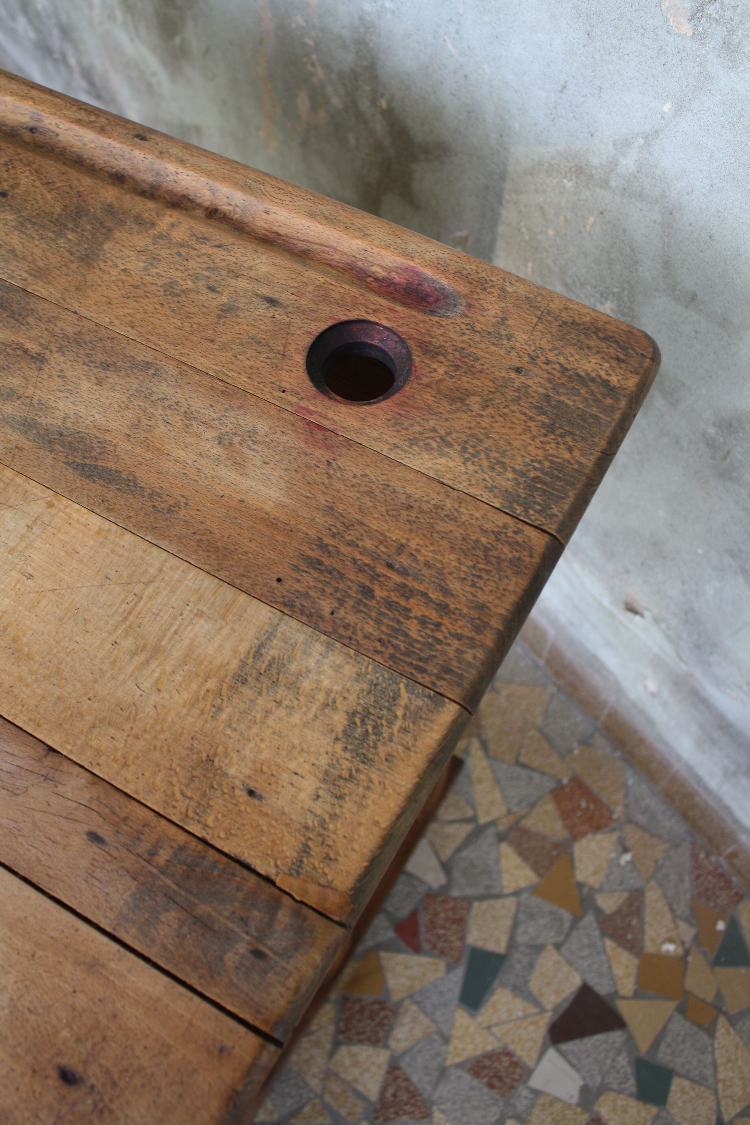 School desk wood 2 places