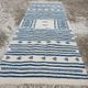 Kilim blue and white corridor in pure wool 70x180cm