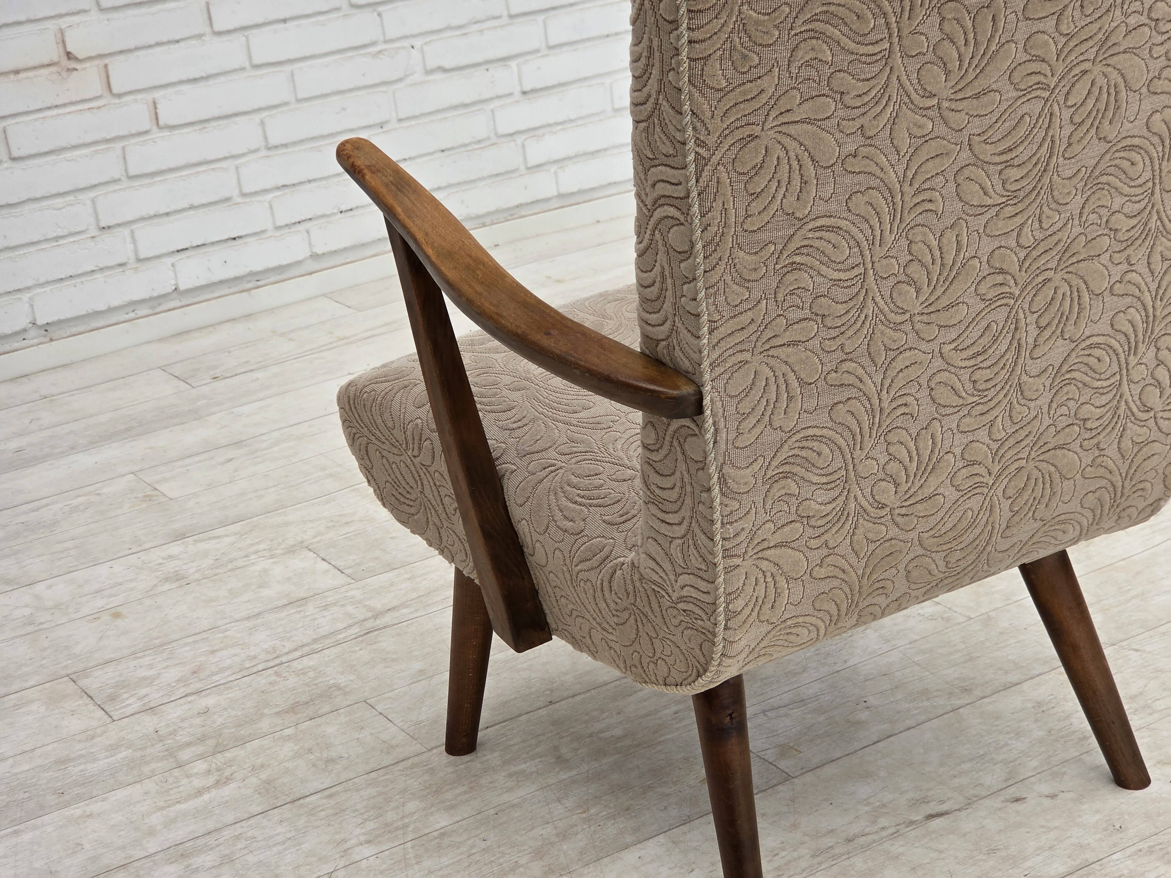 1960s, Danish armchair, furniture wool, beech wood.
