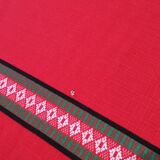 Red, white/black and green rectangular tablecloth