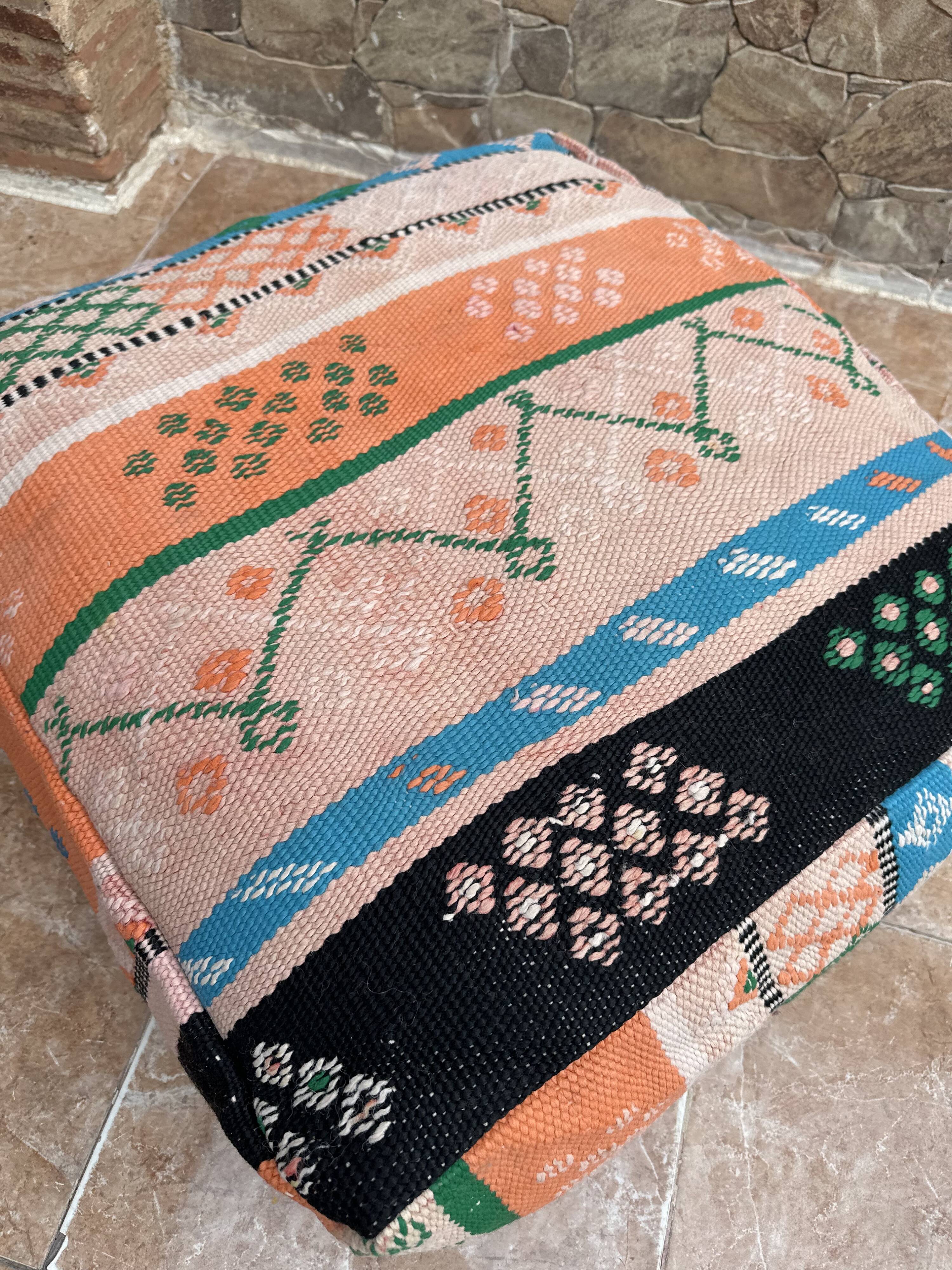 Handmade Berber Kilim pouf