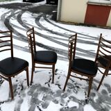 Vintage 60s slatted chairs and leatherette
