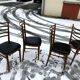 Vintage 60s slatted chairs and leatherette