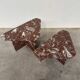 Set of 2 Belgian Rouge Griotte marble coffee tables, vintage postmodern nesting