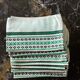 Set of 7 napkins in cotton / linen vintage light green color