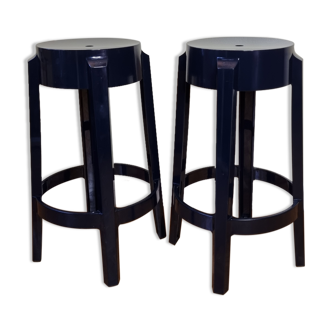Pair of bar stools "Charles Ghost" By Kartell with Starck, 65 cm