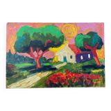 Oil on panel Fauvism landscape
