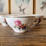 Vintage porcelain coffee/tea cups, floral pattern (rose and flowers)