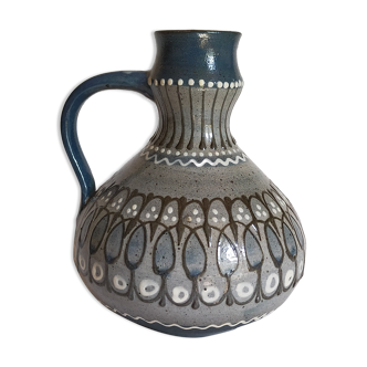 Vase à anse céramique au décor graphique vintage