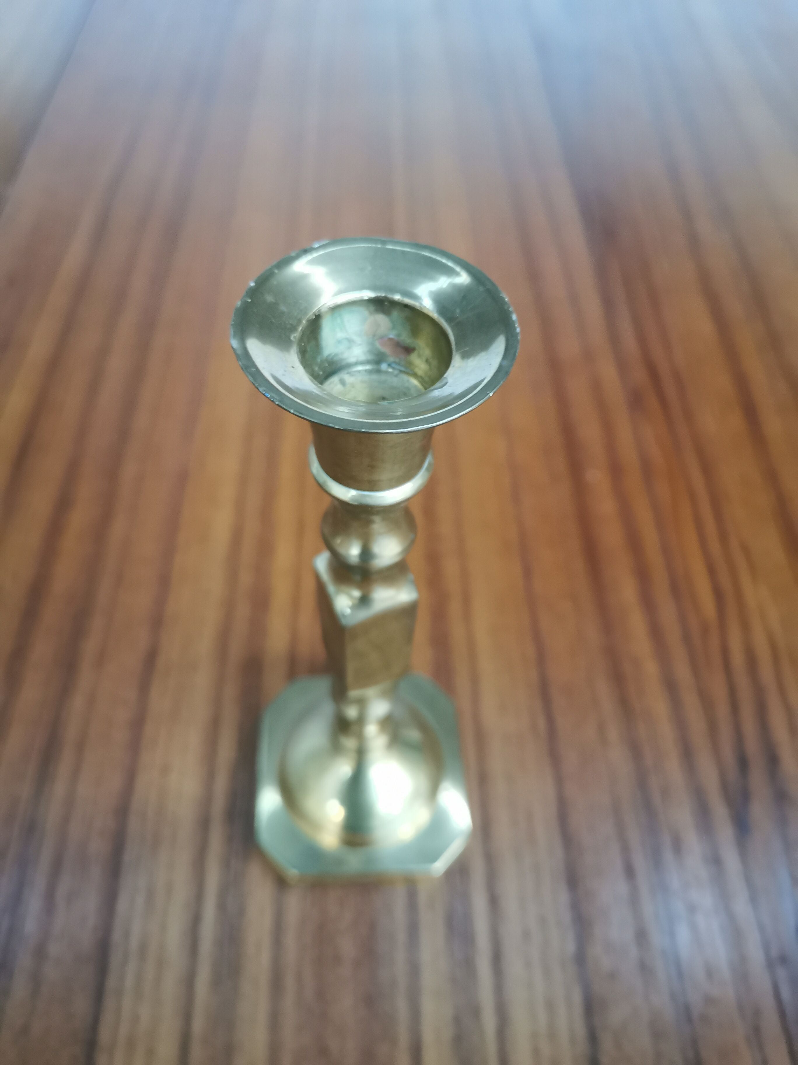 Duo of brass candle holders