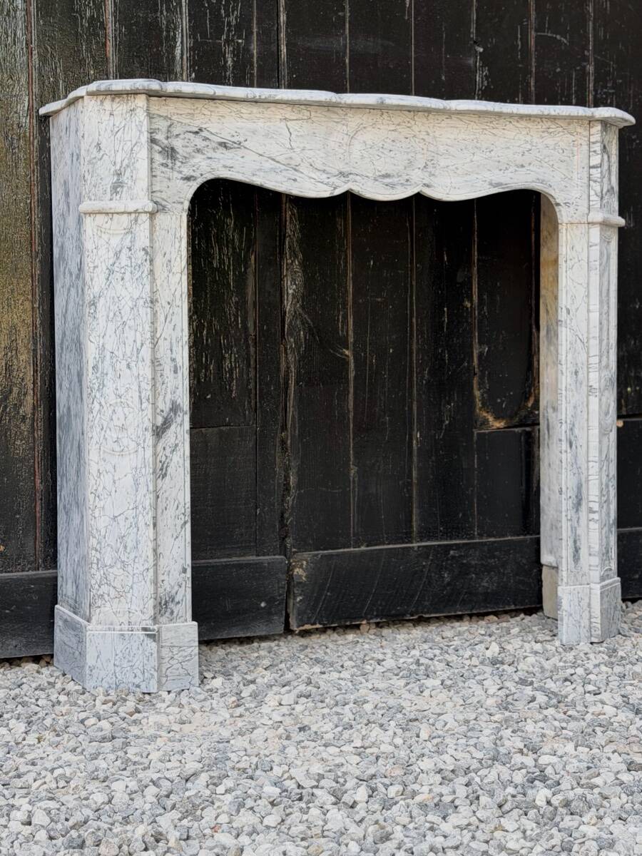 Pompadour model fireplace in blue Turquin marble from around 1880, one pair available.