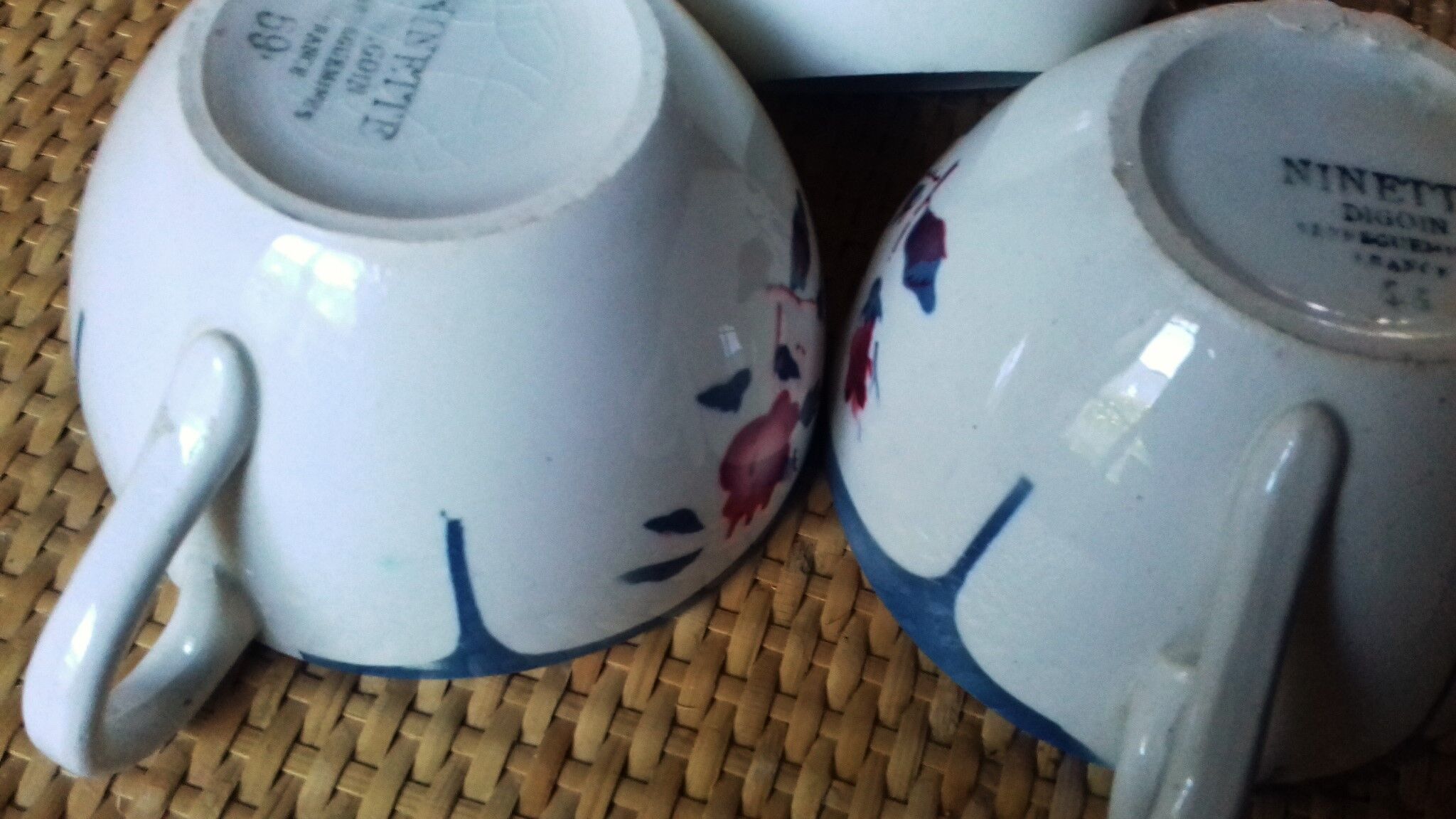 Lot 4 tea cups Digoin Sarreguemines Ninette