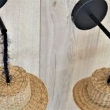 Pair of wall lamps mini straw hat