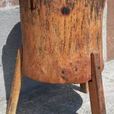 Old butcher's block table tripod.