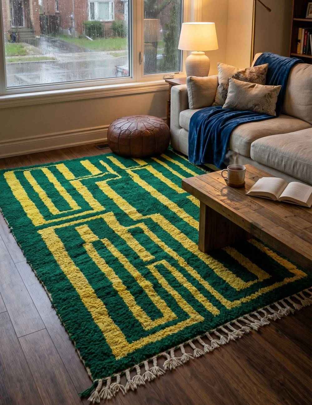 Contemporary green rug - 292 x 255 cm