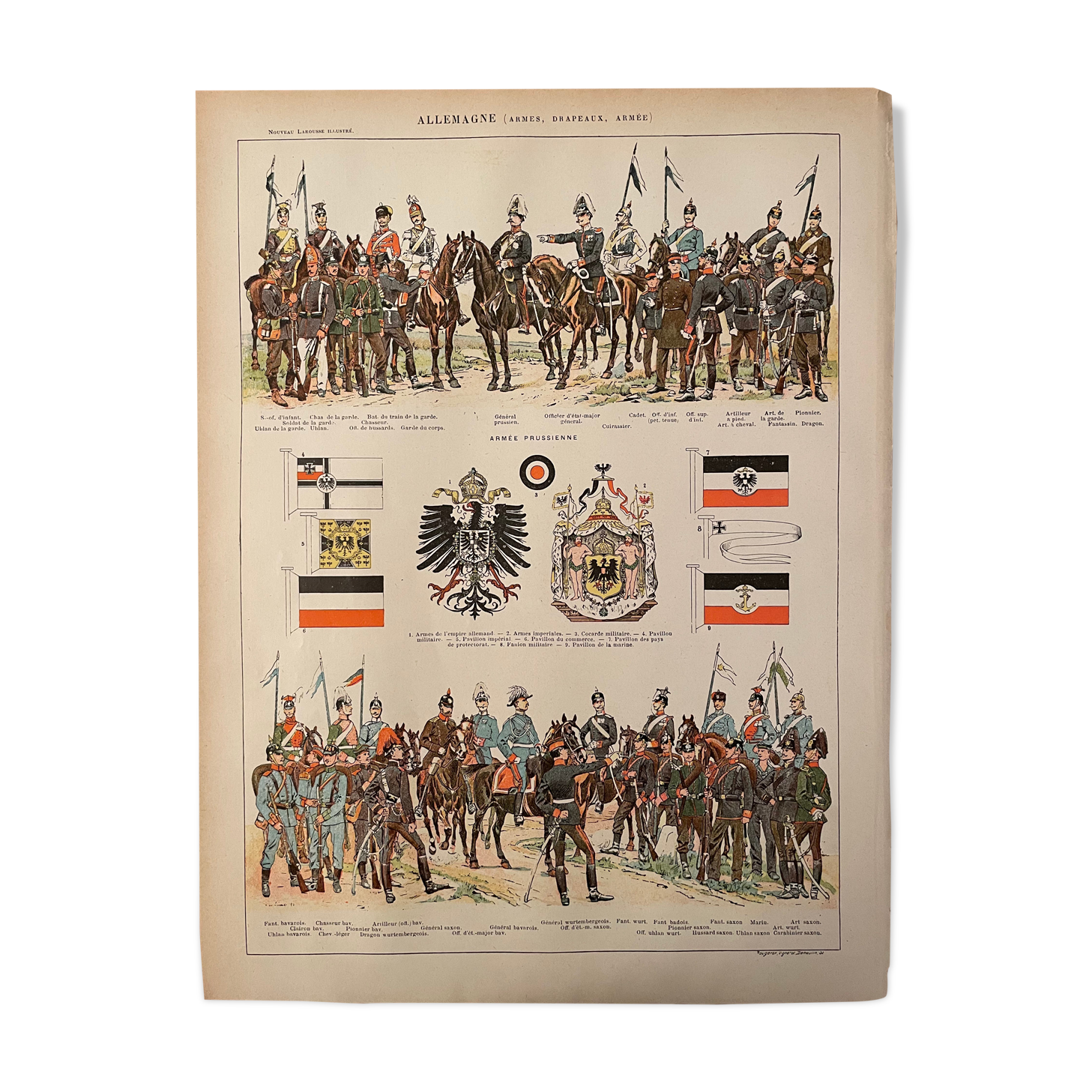 Lithograph engraving on the Army of Germany of 1897