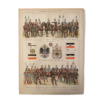 Lithograph engraving on the Army of Germany of 1897