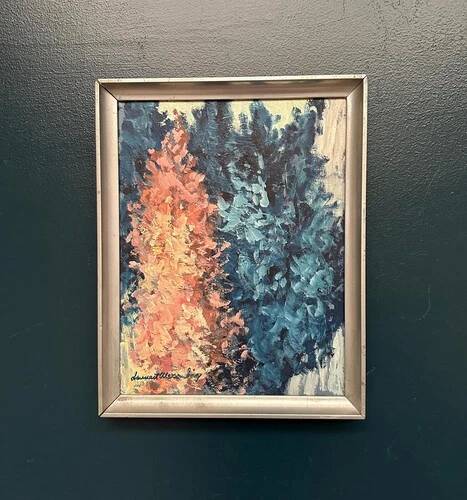 Swedish Oil on Canvas “Abstract” by Lennart Alexandria Vintage & Framed 39x31cm
