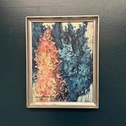Swedish Oil on Canvas “Abstract” by Lennart Alexandria Vintage & Framed 39x31cm