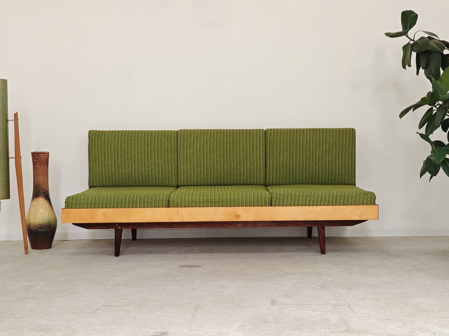 Jitona Sobeslav 1970s Green Fabric Folding Sofa