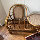 Rattan bench with round shelf