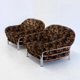 Vintage Italian lounge chairs with tubular frame