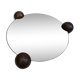 Plateau miroir orangé 3 pieds boule bois années 40