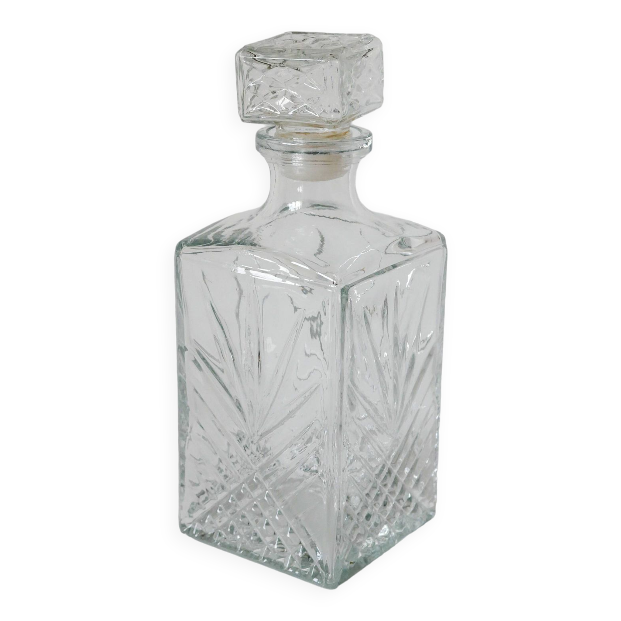 Chiseled glass whiskey decanter 1970