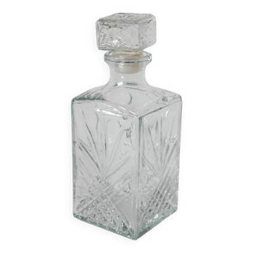 Chiseled glass whiskey decanter 1970
