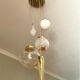 Amber and opaline Murano glass suspension cascade