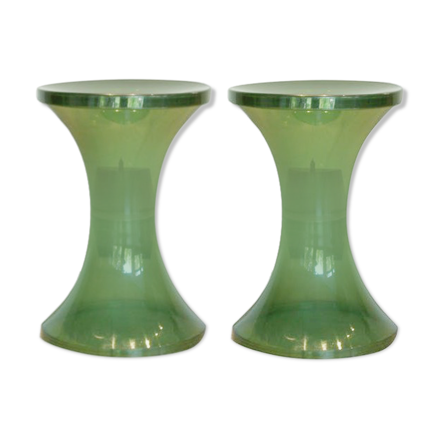 Pair of TamTam krystal khaki stools by Henry Massonet