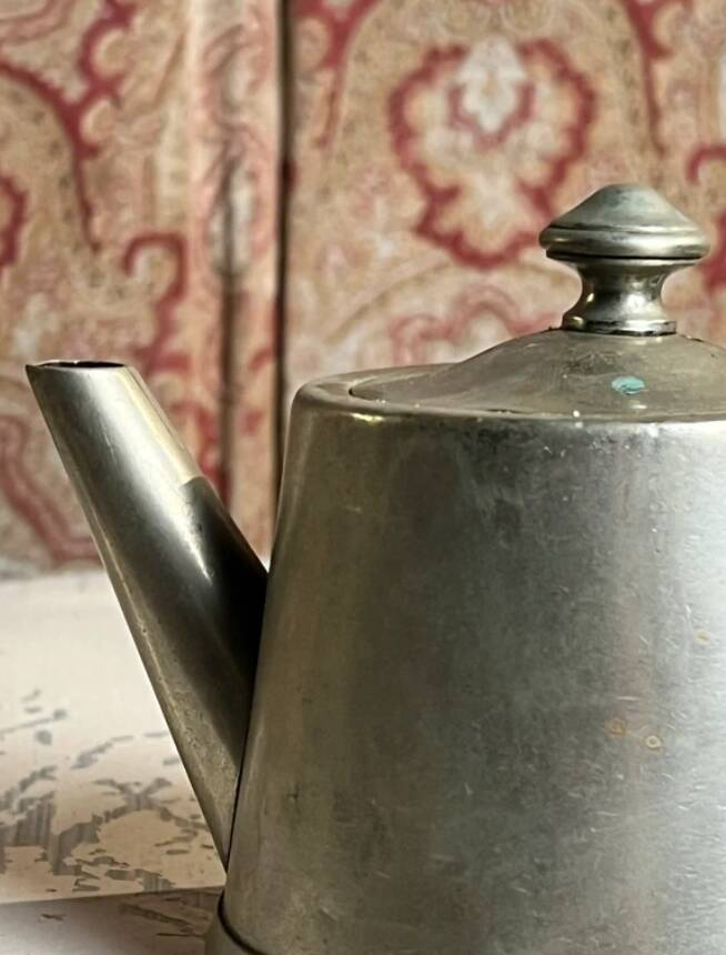 Silver-plated metal teapot or coffee pot with double hallmarks - early 20th century