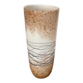 Vase en verre soufflé artisanal marron et beige