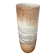 Large hand-blown glass vase in brown and beige.