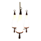 Vintage teak chandelier with white glass shades, 1960s