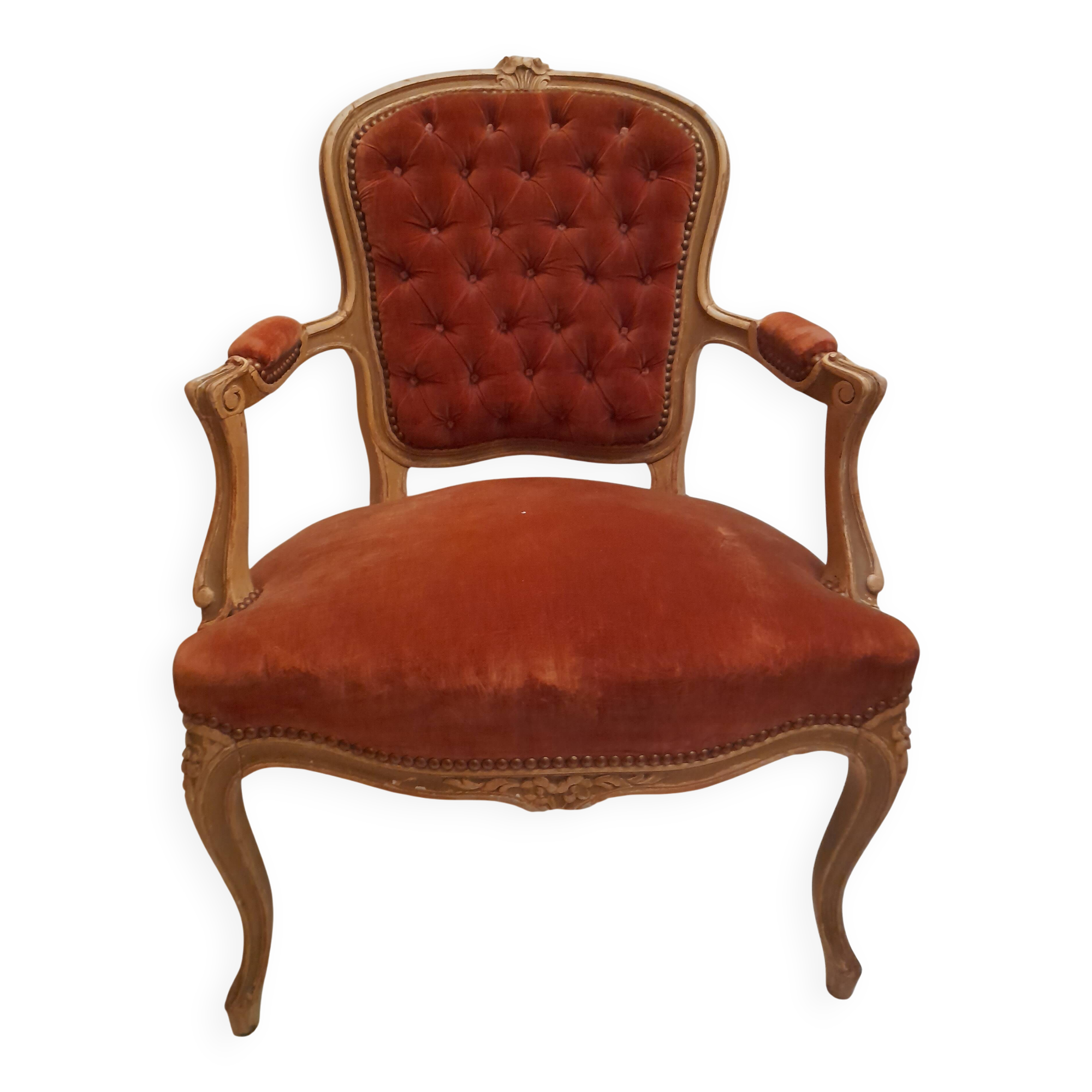 Louis XV style cabriolet or toadstool armchair, 19th century.
