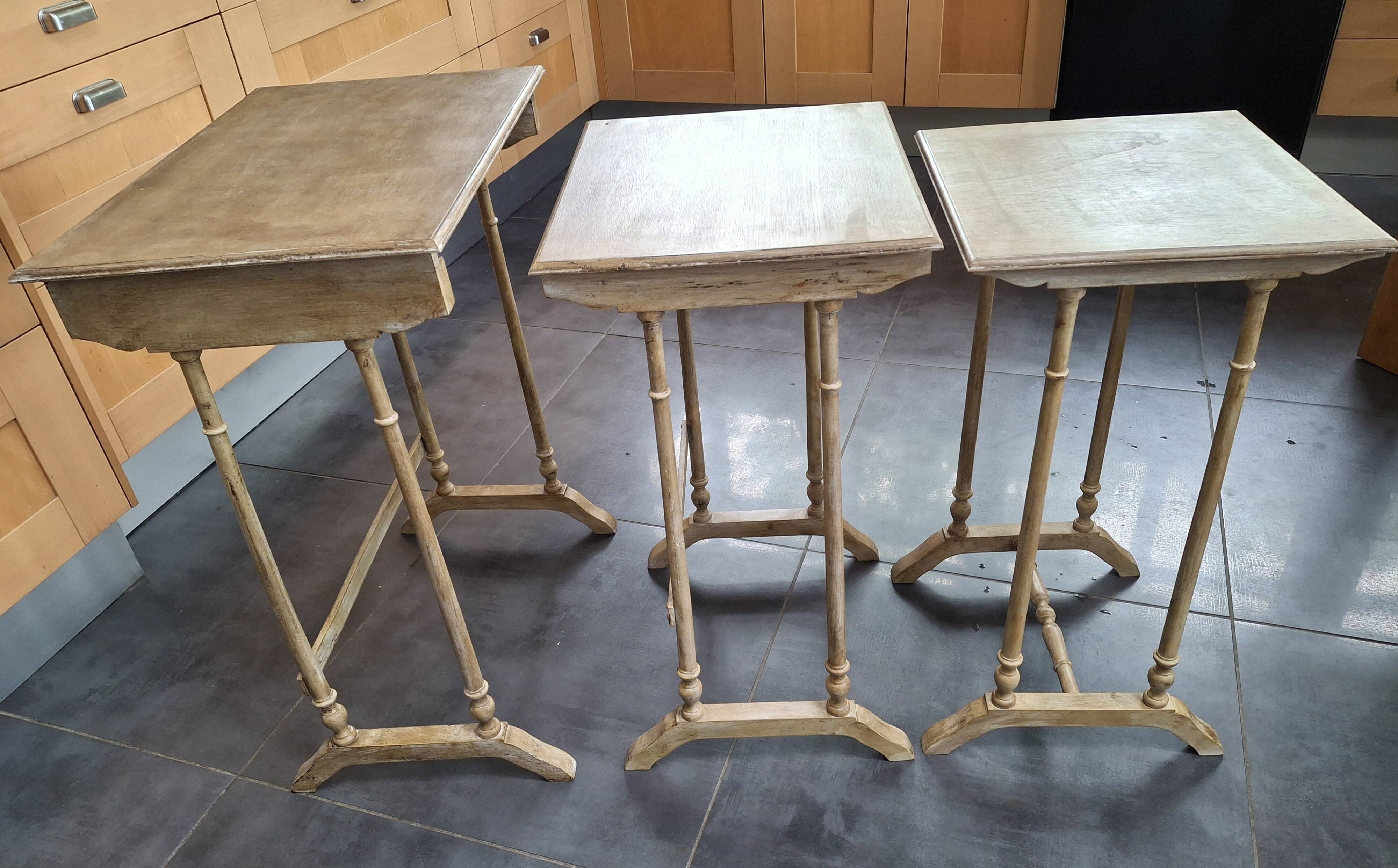 painted and distressed nesting tables