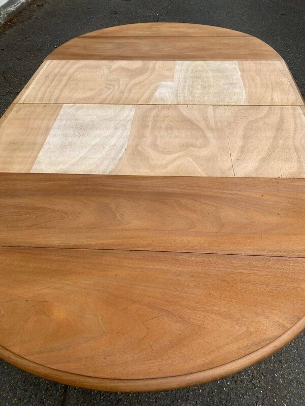 Table à manger ronde extensible Louis Philippe rénovée 215cm