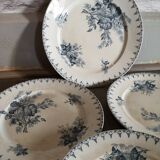 Series of 6 dessert plates in Sarreguemines earthenware model Flore style