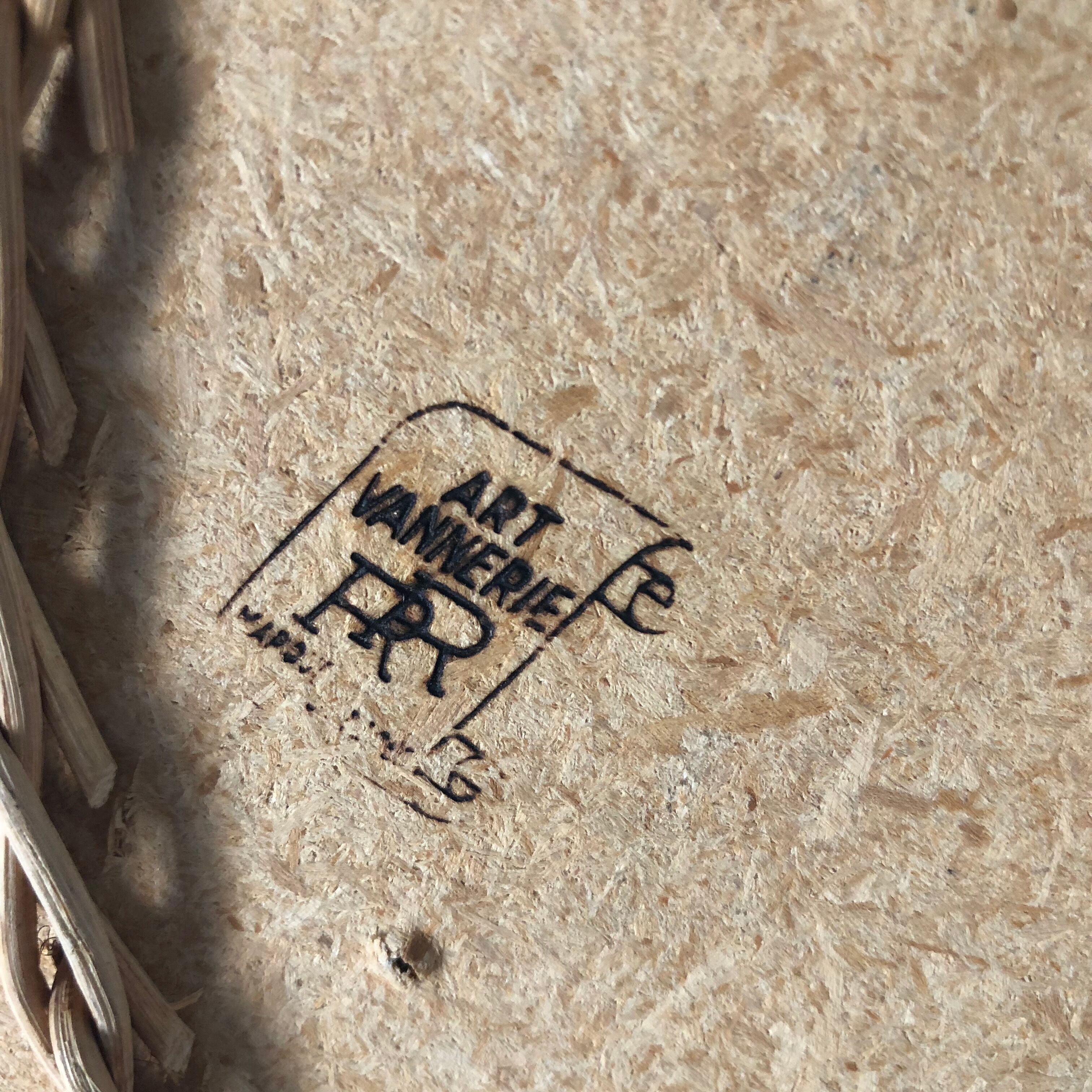 Mirror rattan 50x50cm vintage 1960