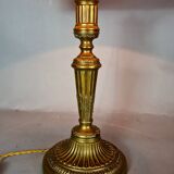 Lampe à poser avec abat-jour, ancien flambeau en bronze style Louis XVI 50 cm C757