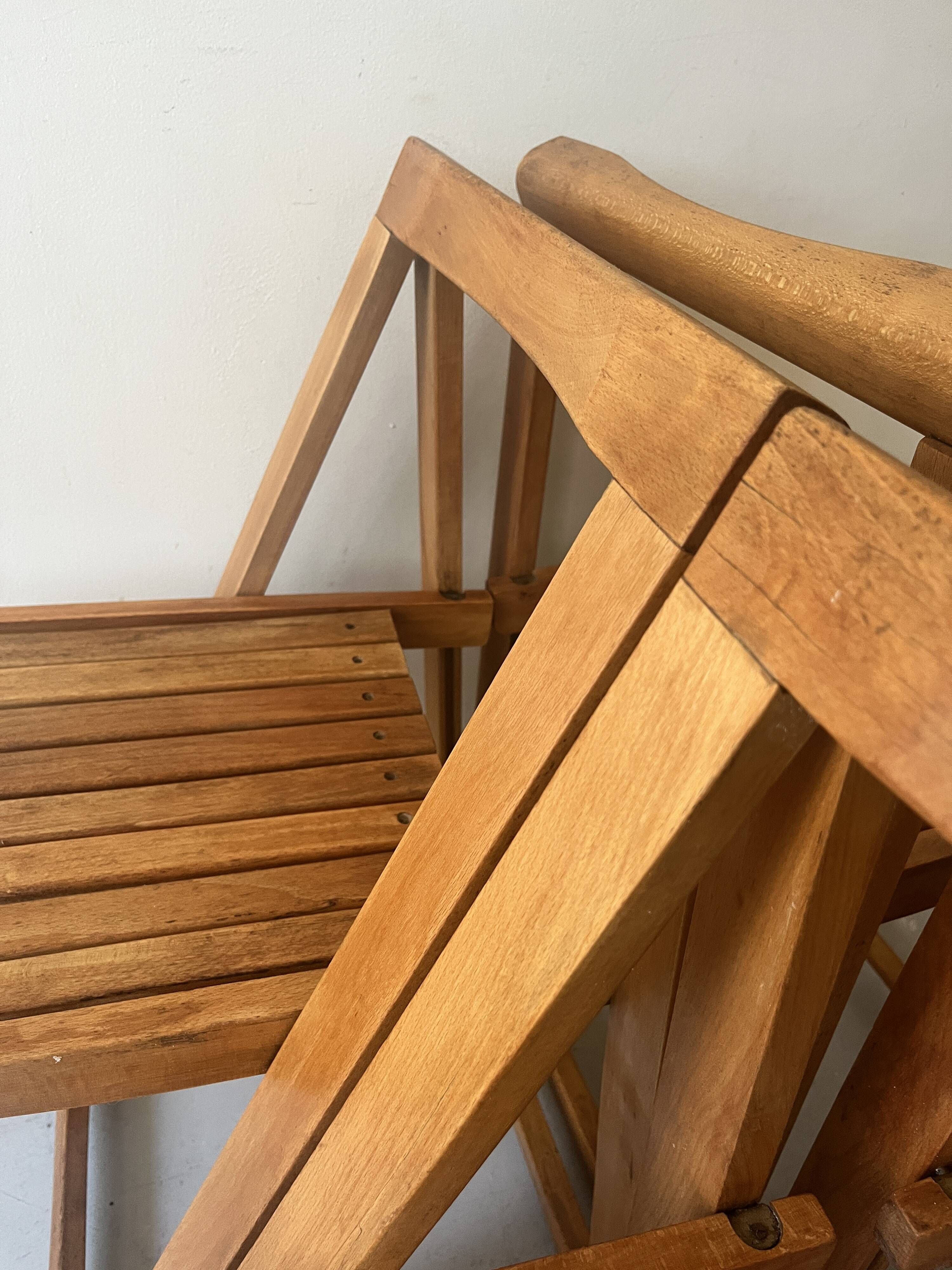 set of 4 italian wooden folding chairs by Aldo Jacober, design 1960 - 1970