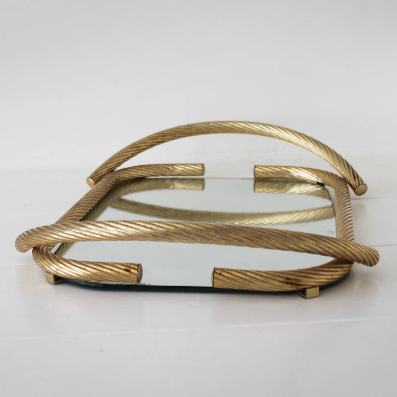 Plateau de service à miroir en corde française