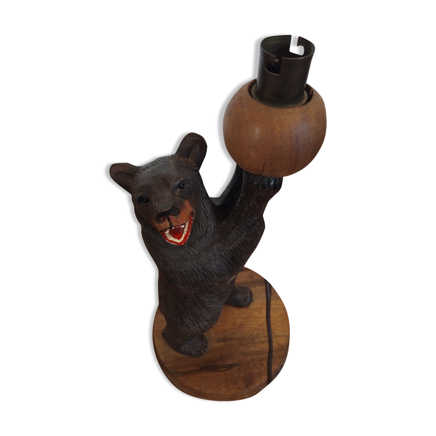 Wooden bear lamp, black forest