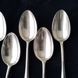 Set of 5 silver-plated metal soup spoons, Uniplat model