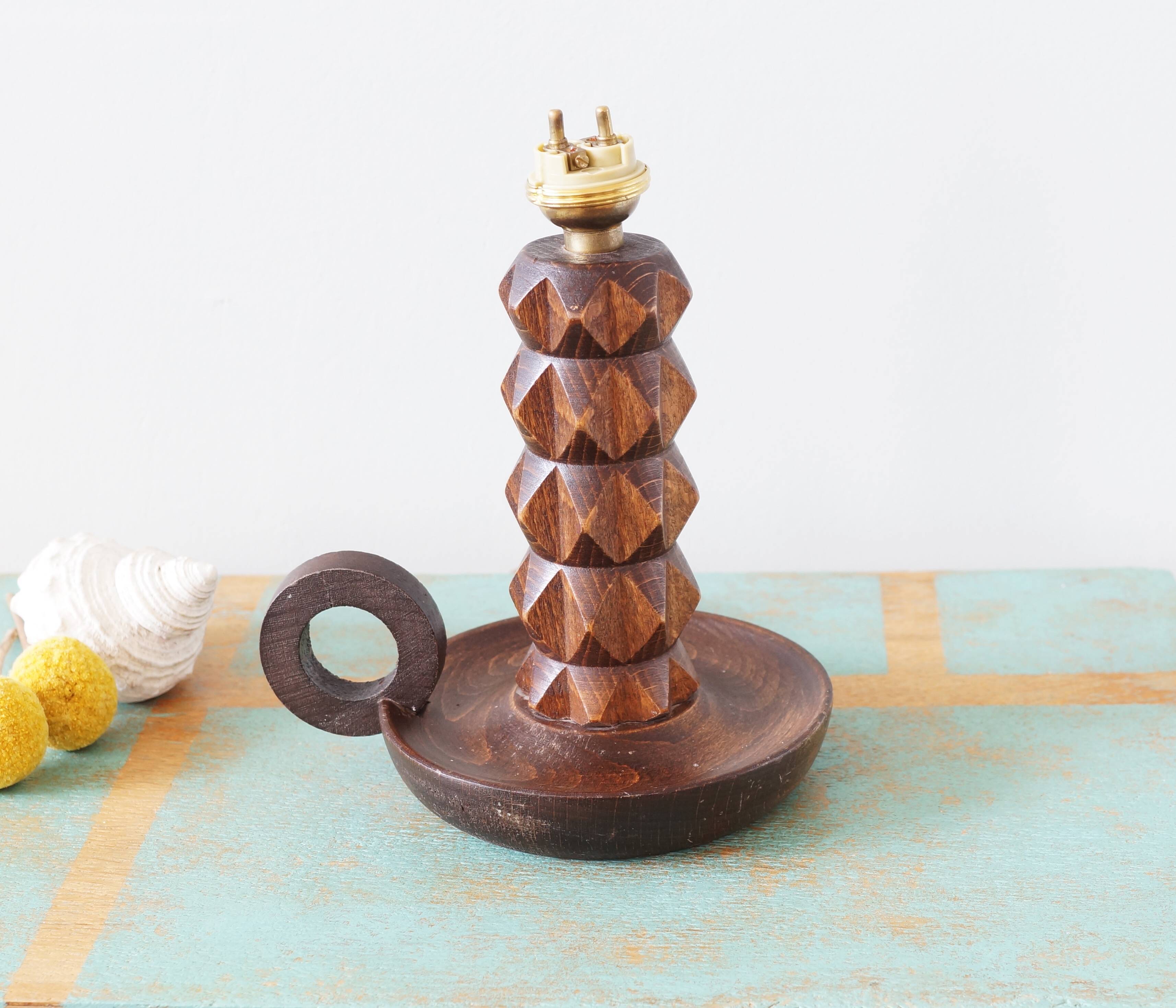 Wooden lamp foot 50s