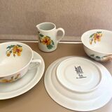 Vintage Pillivuyt Tea Set - 2 Cups, 2 Saucers & Milk Jug