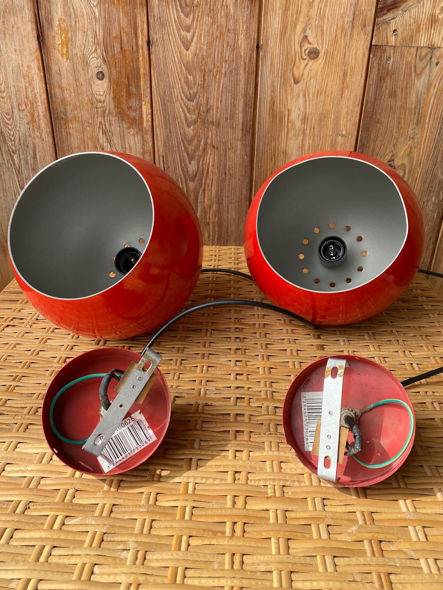 Pair of suspension red ball in metal annes 70