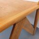 Large vintage brutalist rectangular table made of solid oak wood.